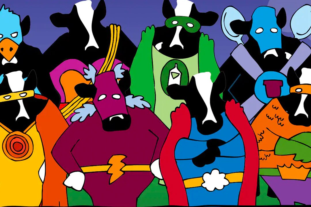 Des vaches déguisées en costumes de super-héros 