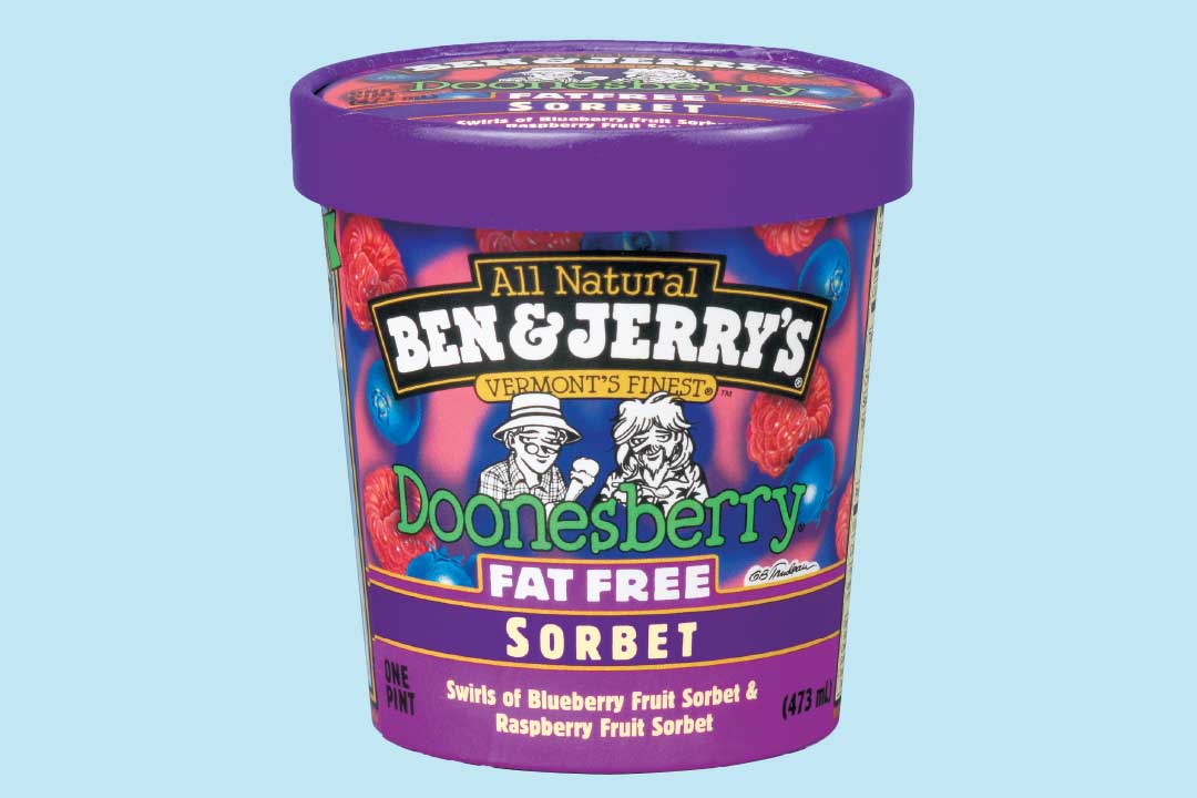 Un pot de sorbet Doonesberry sans matières grasses